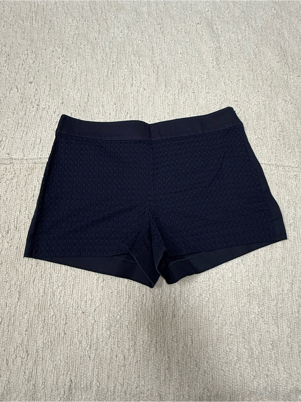 J.CREW Navy Blue Textured Eyelet 100% Cotton Shorts Size 12